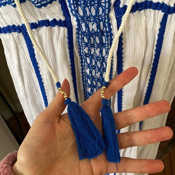 Dodo Bar Or White and Blue Long Dress sz S - Picture 6 of 13